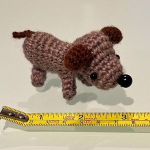 Mini Crochet Stuffed Amigurumi Brown Dog Animal Stuffed Soft Toy Handmade Small